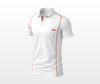 White custom cricket jersey with red accents — IRA Sportswear