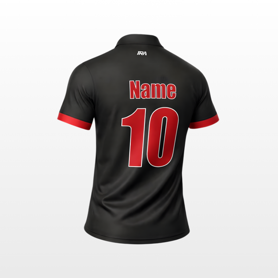 Custom sublimated cricket playing jersey — team colours, player name & number | IRA Sportswear