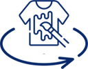 A 3D apparel customization icon representing the ability to design and create custom sports jerseys, including cricket uniforms, soccer t-shirts, tennis outfits, and pickleball shirts. Perfect for teams and individuals looking for a jersey maker to personalize their kits with unique colors, logos, and patterns