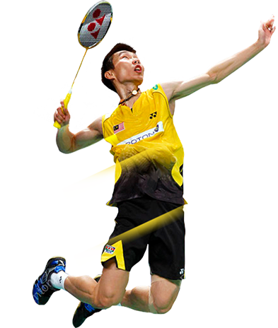 A male badminton player in mid-air, wearing a custom badminton jersey and matching shorts, designed for agility and performance. Perfect for athletes looking for high-quality badminton shirts and custom badminton sportswear for competitive play.