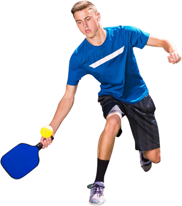 A male athlete in action wearing a custom pickleball shirt and matching shorts, showcasing high-performance clothes for pickleball. Ideal for players looking for stylish and breathable pickleball outfits, including men’s pickleball shirts and accessories.