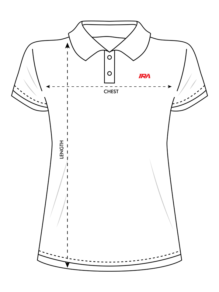 Women's polo image used as a reference in the Size Guide page. Representing ONFIELD’s custom cricket polos, tennis shirts, and women's sports apparel, this visual helps athletes find the perfect fit for personalized team wear.