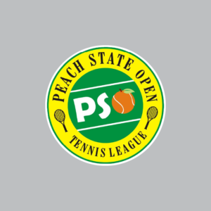 Peach State Open logo, representing a premier tennis league dedicated to competitive and community play. Partnered with ONFIELD for high-quality custom tennis outfits, tennis shirts, and professional sportswear designed for athletes of all levels.