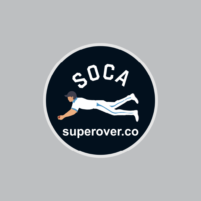 Super Over Cricket Academy (SOCA) logo, representing a premier cricket training academy dedicated to developing skilled players. Partnered with ONFIELD for high-quality custom cricket jerseys, cricket uniforms, and professional training kits designed for aspiring cricketers.